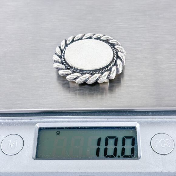 Vintage Sterling Silver Silver 925 Concho Slide Belt Buckle | Rope Detail - Picture 5 of 6